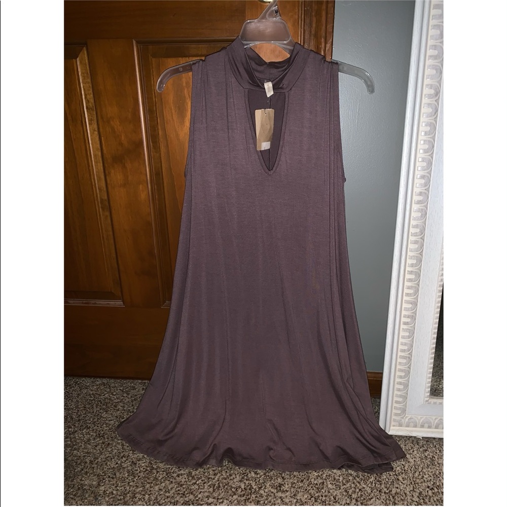 taupe choker dress